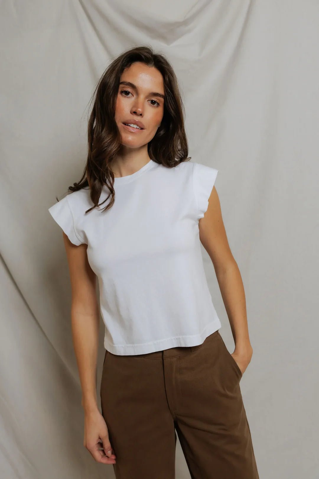 Perfect White Tee- Porter Cap Sleeve Tee- White - Edit by Elaine Turner