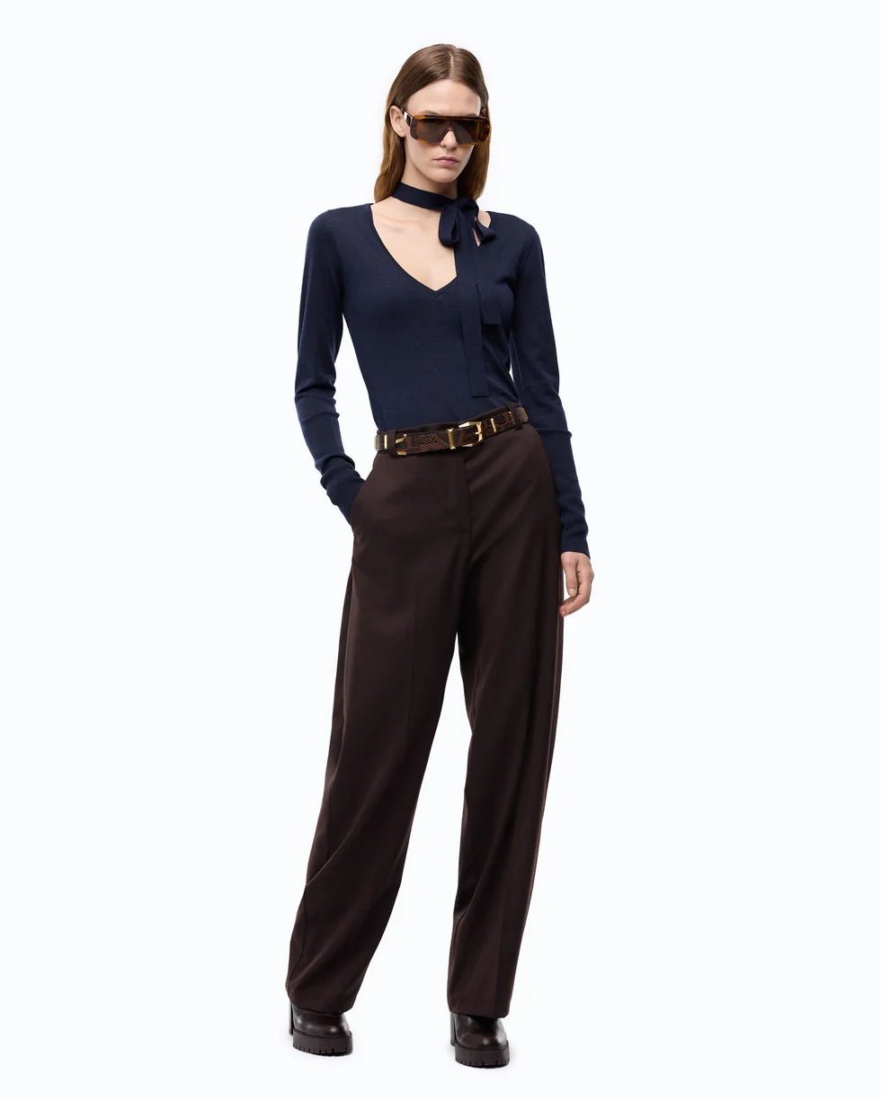 PINKO- Balbino Pants - Barrel Fit Trousers - Beyond the Dark Brown - Edit by Elaine Turner