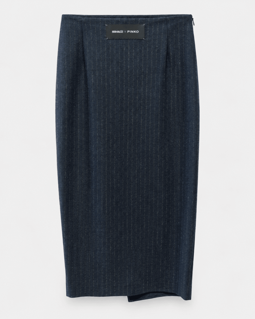 PINKO- Capena Flannel Skirt - Blue/Grey - Edit by Elaine Turner