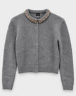 PINKO- Cardigan with Jewel Collar - Monument Grey - Edit by Elaine Turner