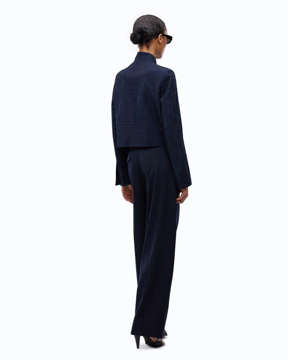 PINKO- Cropped Jacket with Rhinestones - Iris Blue - Edit by Elaine Turner