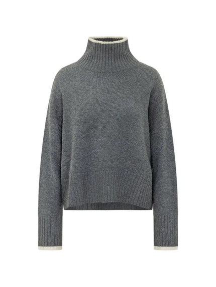 Pinko- Falkland Maglia Wool and Cashmere Turtleneck Sweater Dark Grey - Edit by Elaine Turner