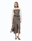 Pinko- Galega Gonna Misto Lana Beige/Bordeaux/Nero - Edit by Elaine Turner