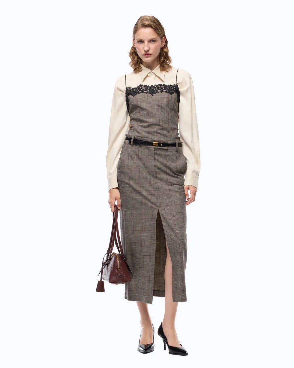 Pinko- Galega Gonna Misto Lana Beige/Bordeaux/Nero - Edit by Elaine Turner