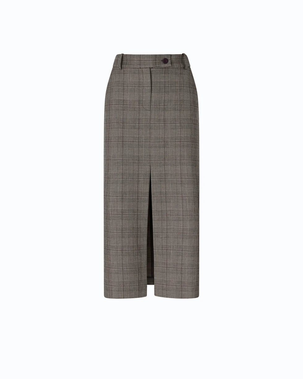 Pinko- Galega Gonna Misto Lana Beige/Bordeaux/Nero - Edit by Elaine Turner