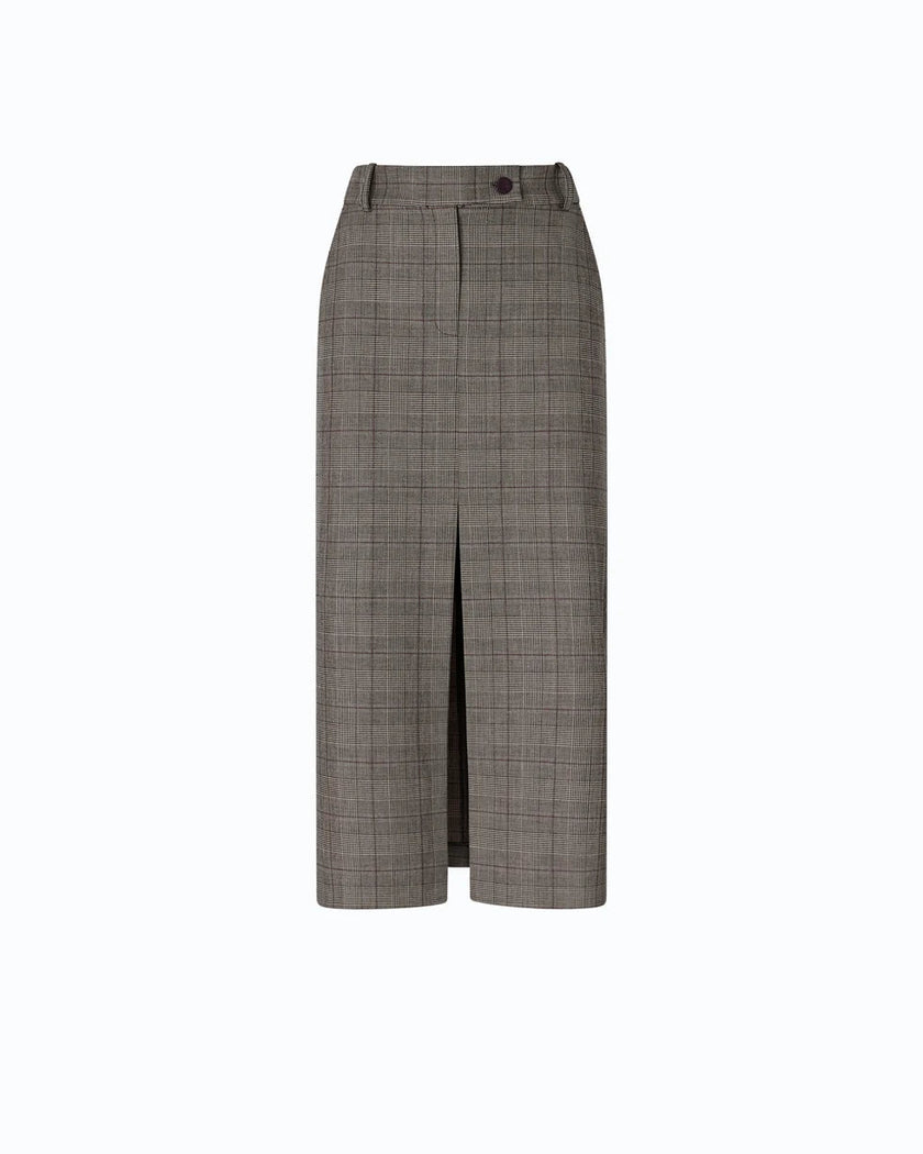 Pinko- Galega Gonna Misto Lana Beige/Bordeaux/Nero - Edit by Elaine Turner