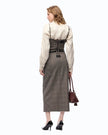 Pinko- Galega Gonna Misto Lana Beige/Bordeaux/Nero - Edit by Elaine Turner