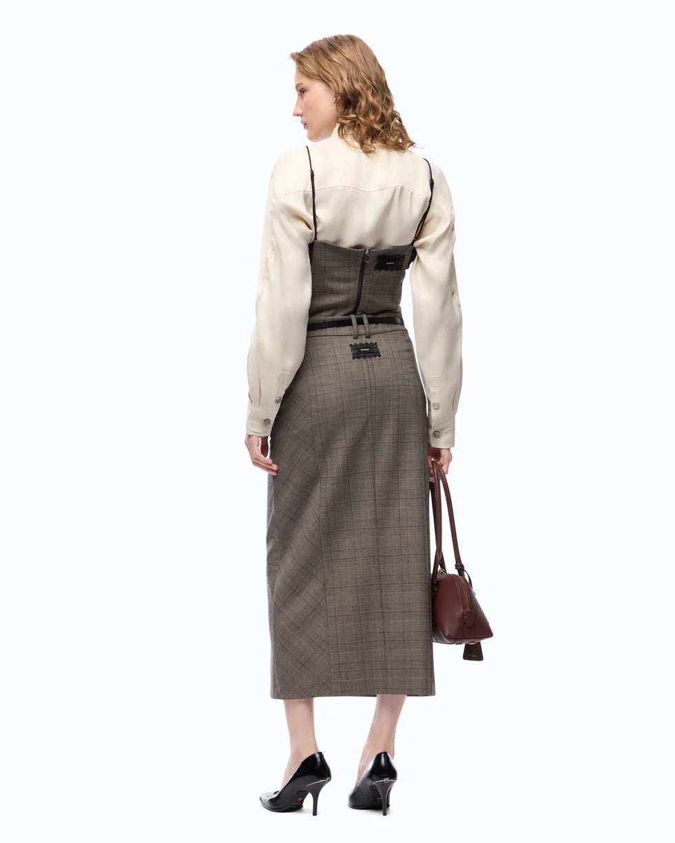 Pinko- Galega Gonna Misto Lana Beige/Bordeaux/Nero - Edit by Elaine Turner