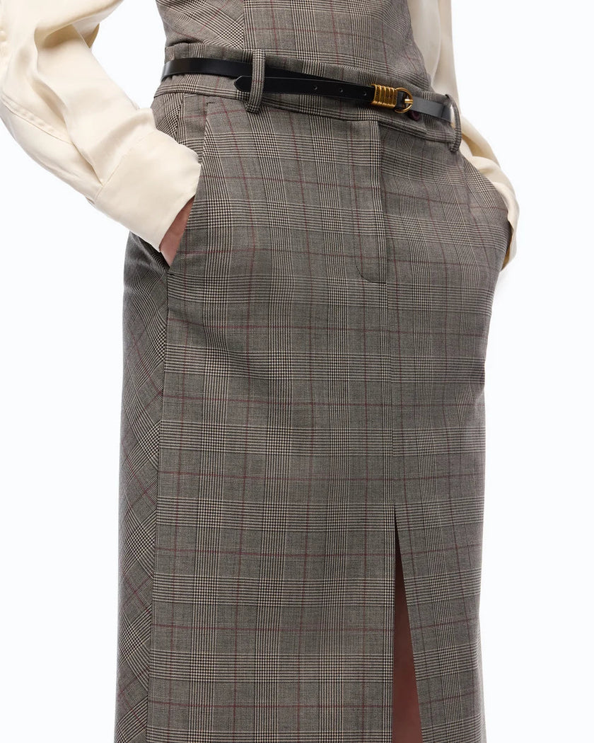 Pinko- Galega Gonna Misto Lana Beige/Bordeaux/Nero - Edit by Elaine Turner