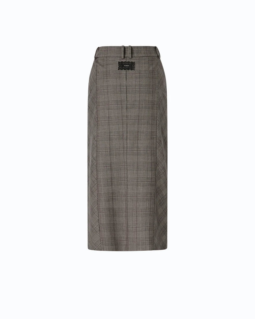 Pinko- Galega Gonna Misto Lana Beige/Bordeaux/Nero - Edit by Elaine Turner