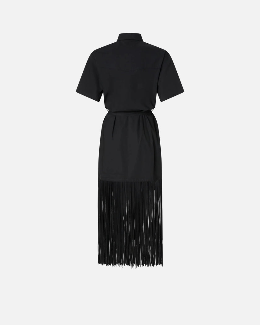 PINKO- Long Shirt Dress w/ Fringing & Metallic Details - Edit by Elaine Turner