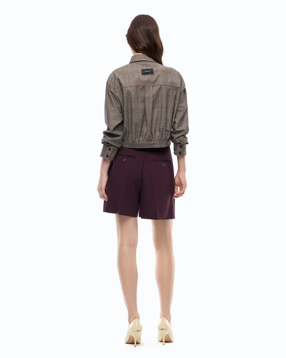 Pinko- Oncidium Overshirt Misto Lana Beige/Bordeaux/Nero - Edit by Elaine Turner