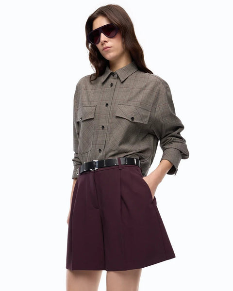 Pinko- Oncidium Overshirt Misto Lana Beige/Bordeaux/Nero - Edit by Elaine Turner