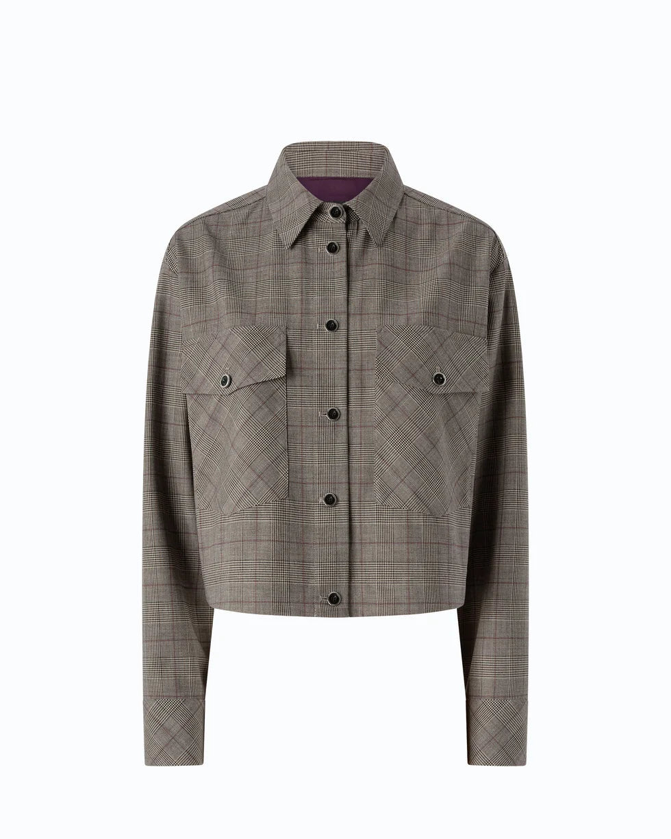 Pinko- Oncidium Overshirt Misto Lana Beige/Bordeaux/Nero - Edit by Elaine Turner