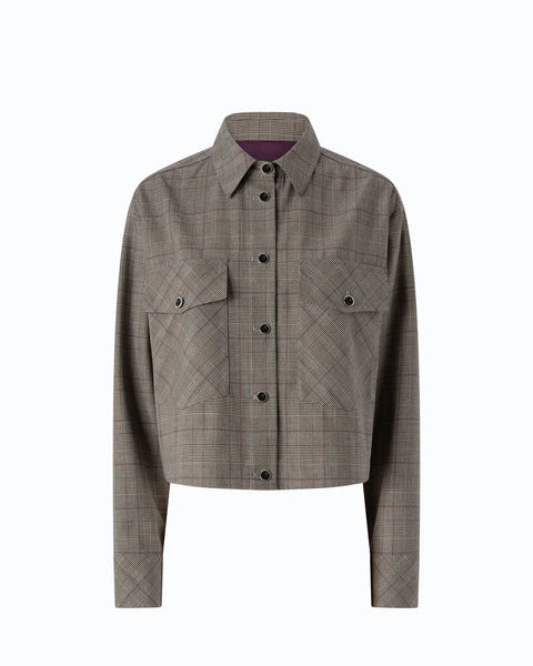 Pinko- Oncidium Overshirt Misto Lana Beige/Bordeaux/Nero - Edit by Elaine Turner