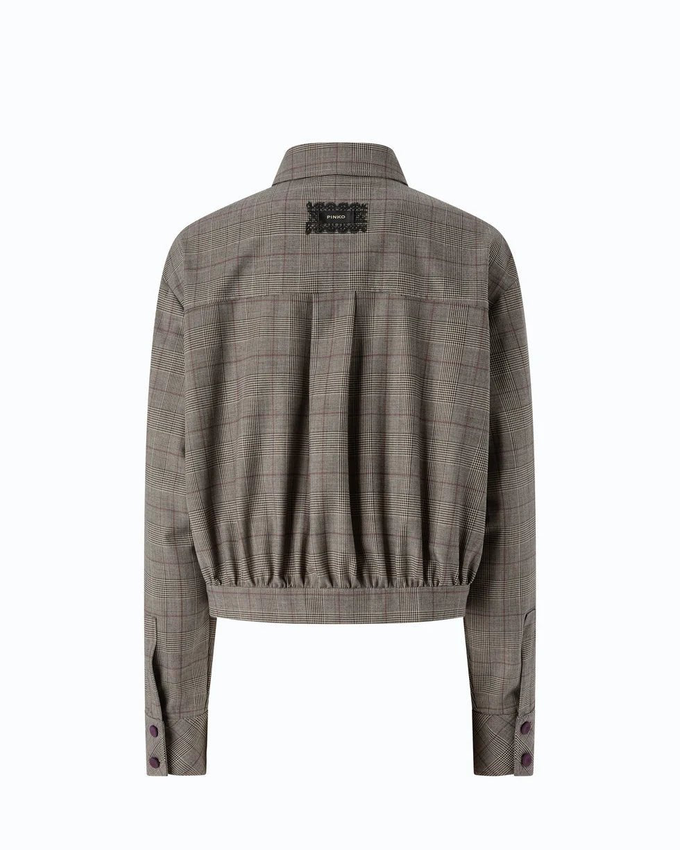 Pinko- Oncidium Overshirt Misto Lana Beige/Bordeaux/Nero - Edit by Elaine Turner