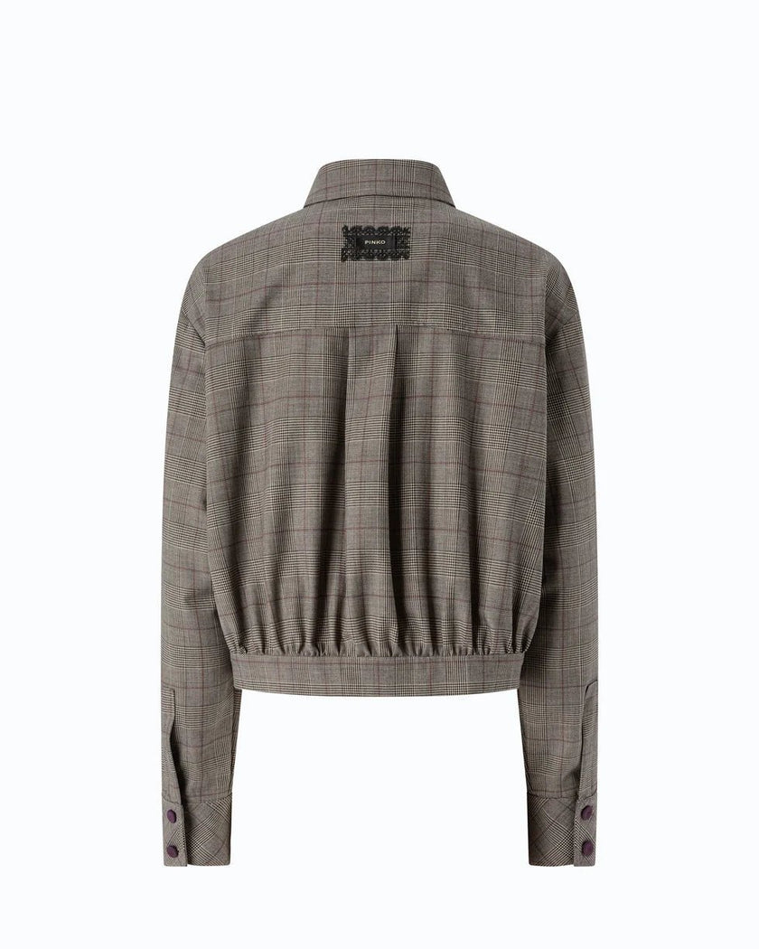 Pinko- Oncidium Overshirt Misto Lana Beige/Bordeaux/Nero - Edit by Elaine Turner