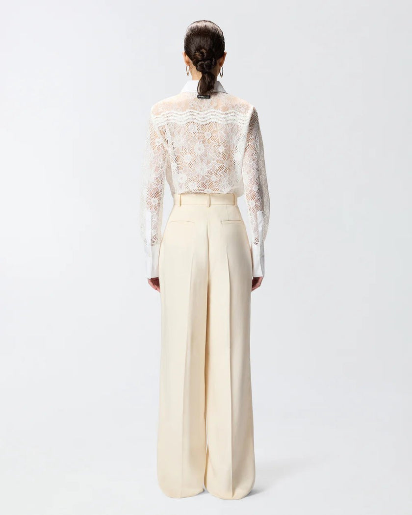 PINKO- Straight Cut Trousers w/ Pressed Pleat Detail - Edit by Elaine Turner