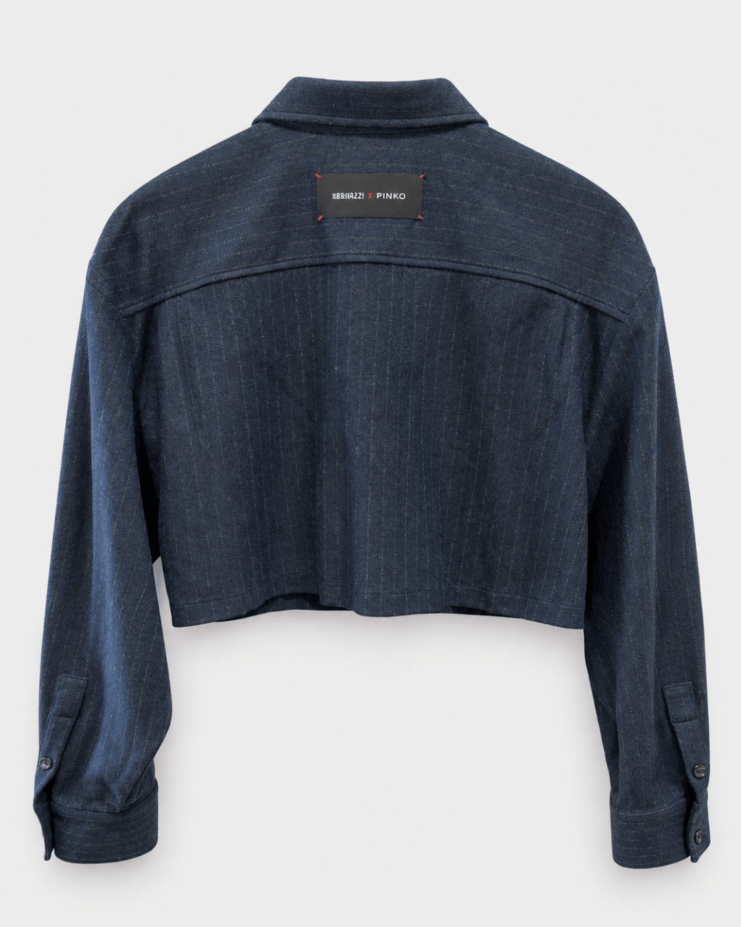 PINKO- Taurasi Cropped Flannel Jacket - Blue/Grey - Edit by Elaine Turner