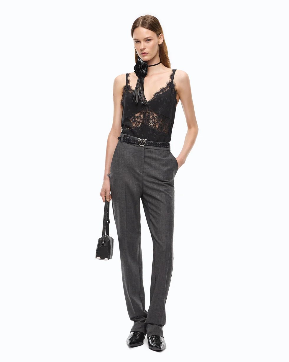 Pinko- Tiare Top Jacquard Crinkle Black - Edit by Elaine Turner