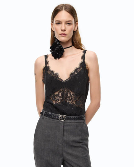 Pinko- Tiare Top Jacquard Crinkle Black - Edit by Elaine Turner