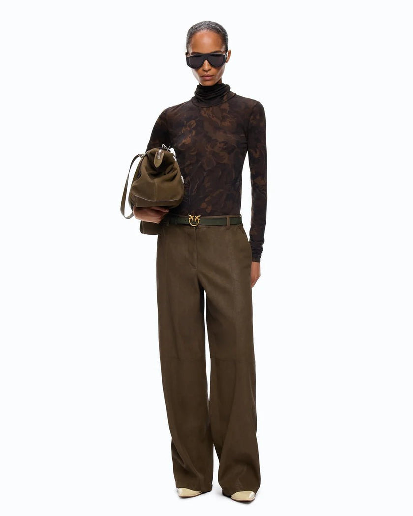 PINKO- Turtleneck Sweater with Floral Camouflage Print - Green-Black Multicolor - Edit by Elaine Turner
