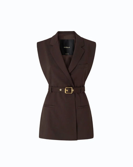 PINKO- Vest with Open Sides and Belt - Beyond the Dark Brown - Edit by Elaine Turner