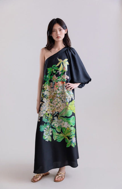 Psophia - Floral One Shoulder Maxi Dress - Edit by Elaine Turner
