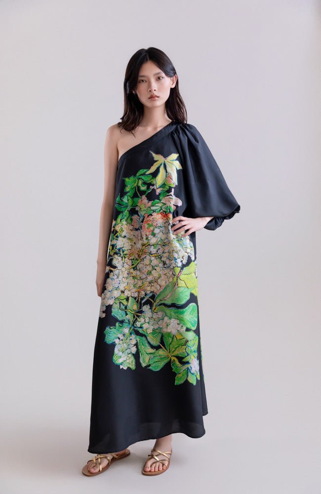Psophia - Floral One Shoulder Maxi Dress - Edit by Elaine Turner