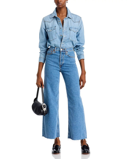 RE/DONE- High Rise Wide Leg Crop Denim- Runyon - Edit by Elaine Turner
