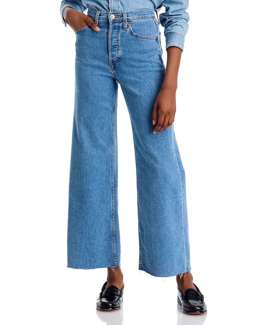 RE/DONE- High Rise Wide Leg Crop Denim- Runyon - Edit by Elaine Turner