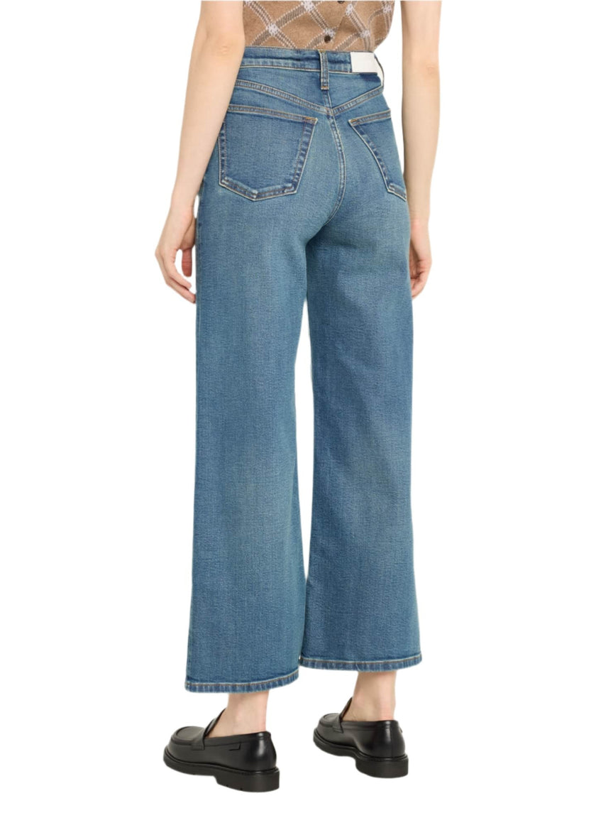 RE/DONE- High Rise Wide Leg Crop Jeans- Crafted Indigo - Edit by Elaine Turner