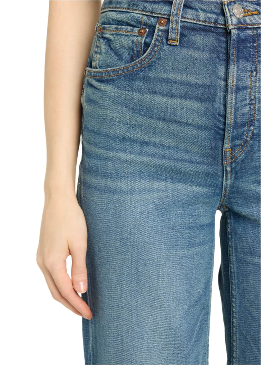 RE/DONE- High Rise Wide Leg Crop Jeans- Crafted Indigo - Edit by Elaine Turner