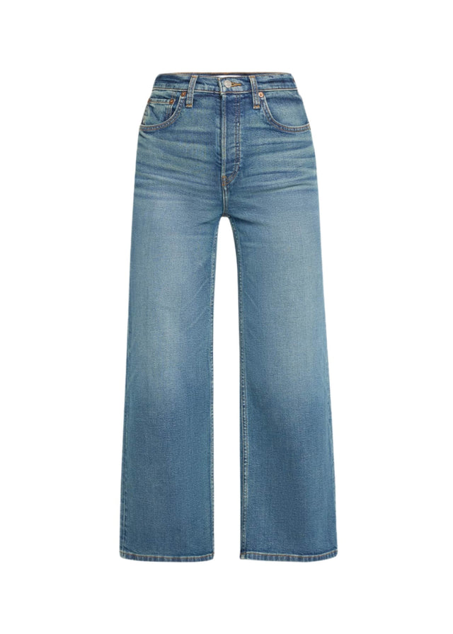 RE/DONE- High Rise Wide Leg Crop Jeans- Crafted Indigo - Edit by Elaine Turner