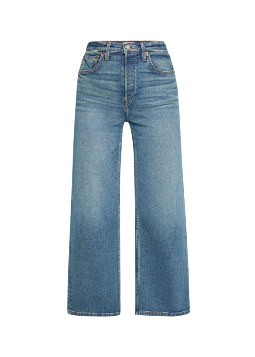 RE/DONE- High Rise Wide Leg Crop Jeans- Crafted Indigo - Edit by Elaine Turner