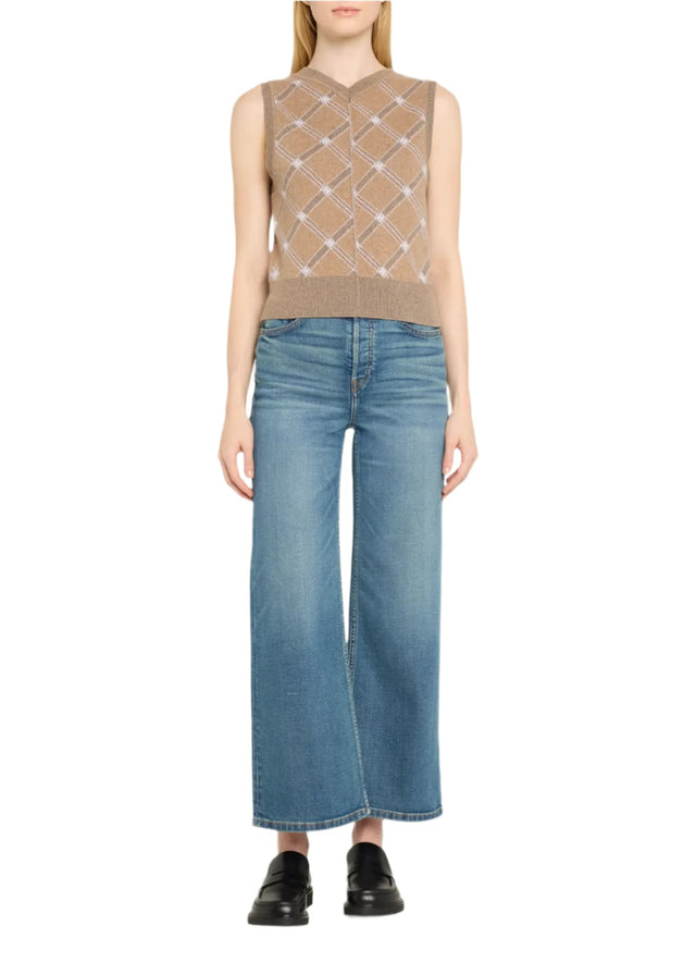 RE/DONE- High Rise Wide Leg Crop Jeans- Crafted Indigo - Edit by Elaine Turner