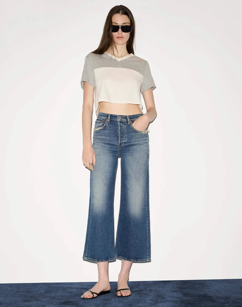 RE/DONE- High Rise Wide Leg Crop- Sonoma Indigo - Edit by Elaine Turner