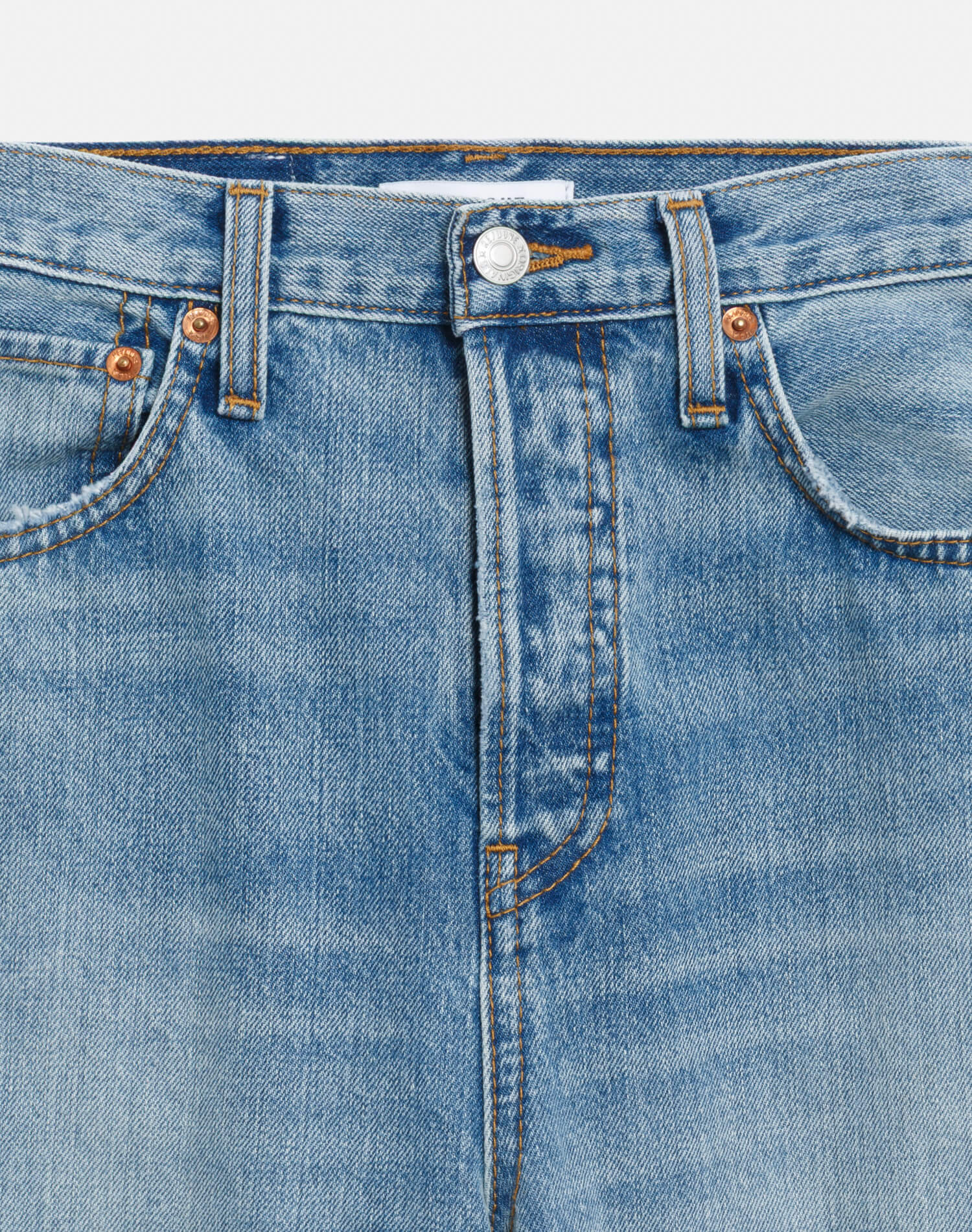 RE/DONE- High Rise Wide Leg Cuff Denim Jeans- Vintage Biker Blue - Edit by Elaine Turner