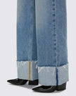 RE/DONE- High Rise Wide Leg Cuff Denim Jeans- Vintage Biker Blue - Edit by Elaine Turner