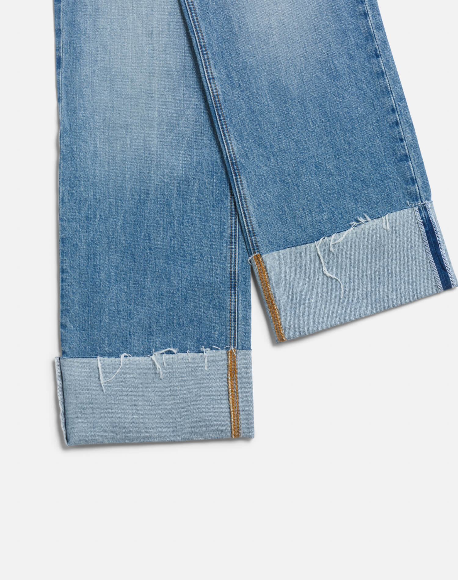 RE/DONE- High Rise Wide Leg Cuff Denim Jeans- Vintage Biker Blue - Edit by Elaine Turner