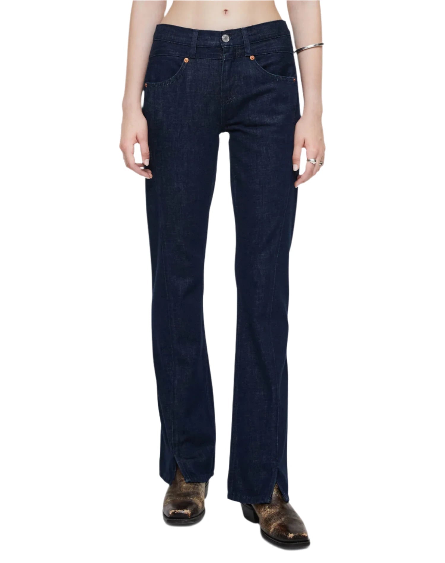 RE/DONE- Mid Rise Kick Flare Denim- Cross Hatch Rinse - Edit by Elaine Turner
