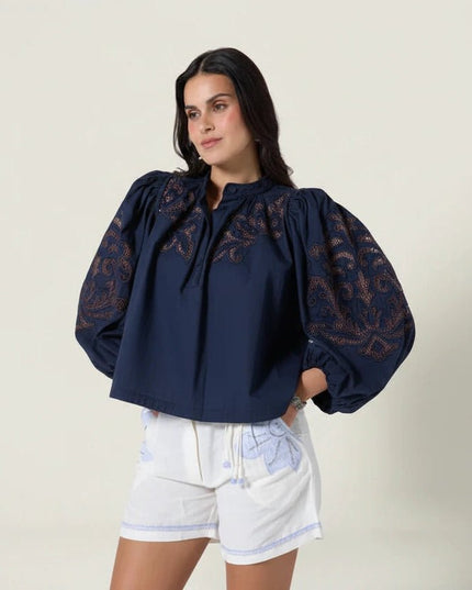 Scarlett Poppies- Vesma Blouse- Midnight Ink - Edit by Elaine Turner