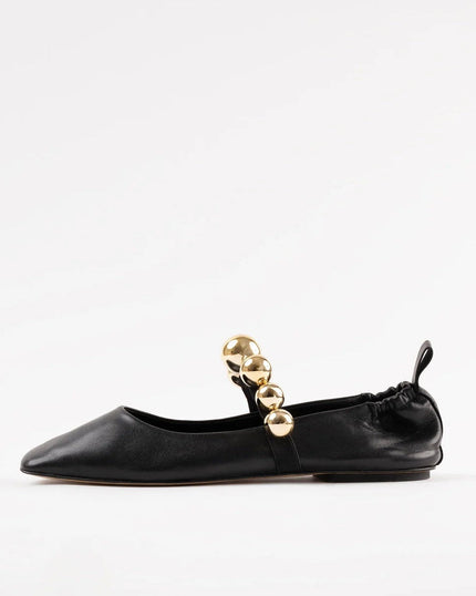 Souliers Martinez- Flamenca Black Leather Ballerina