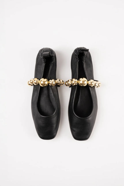 Souliers Martinez- Flamenca Black Leather Ballerina