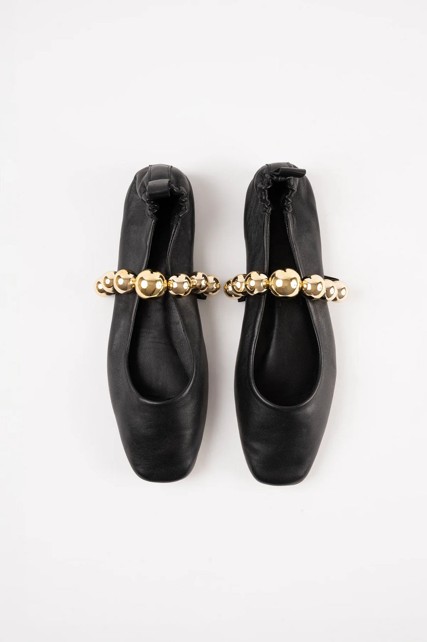 Souliers Martinez- Flamenca Black Leather Ballerina - Edit by Elaine Turner