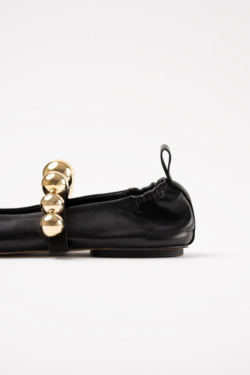 Souliers Martinez- Flamenca Black Leather Ballerina - Edit by Elaine Turner