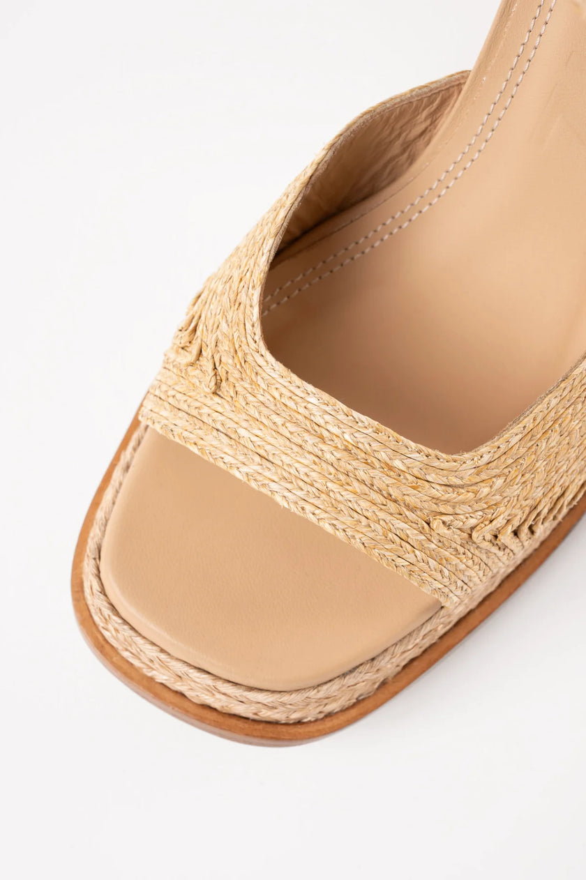 Souliers Martinez- Gracia Natural Raffia Platform Sandals - Edit by Elaine Turner