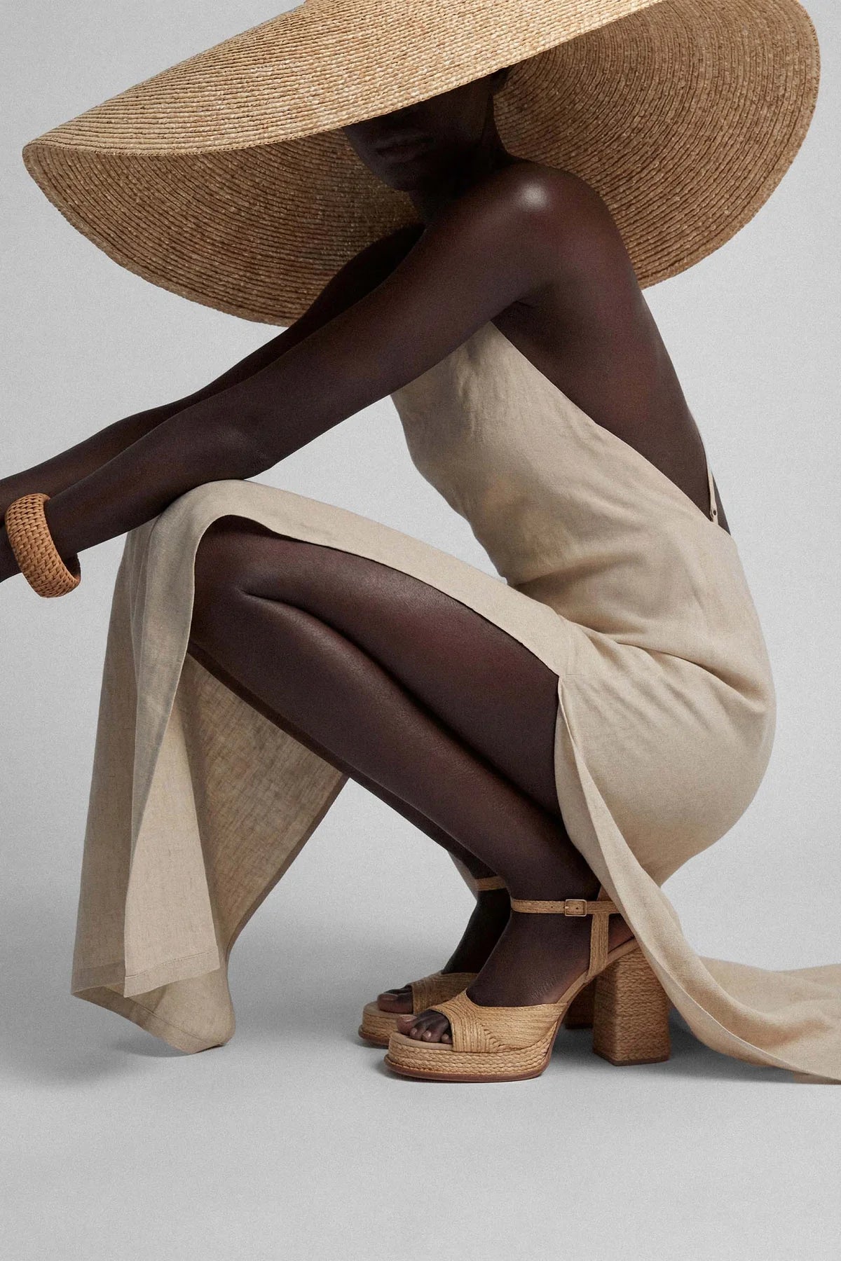 Souliers Martinez- Gracia Natural Raffia Platform Sandals - Edit by Elaine Turner