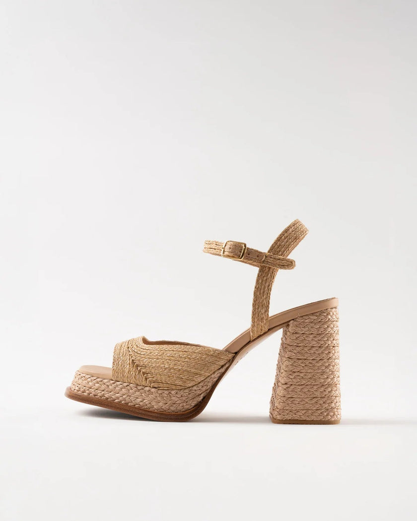 Souliers Martinez- Gracia Natural Raffia Platform Sandals - Edit by Elaine Turner
