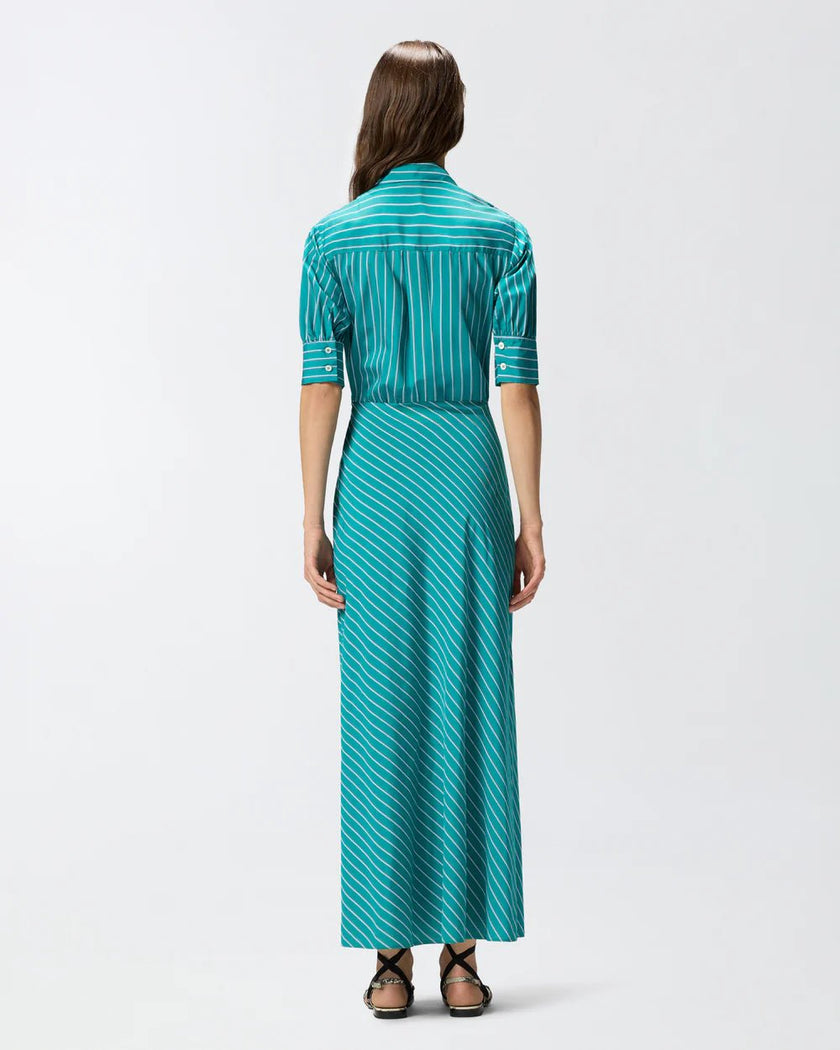 Stripe Long Wrap Dress - Edit by Elaine Turner